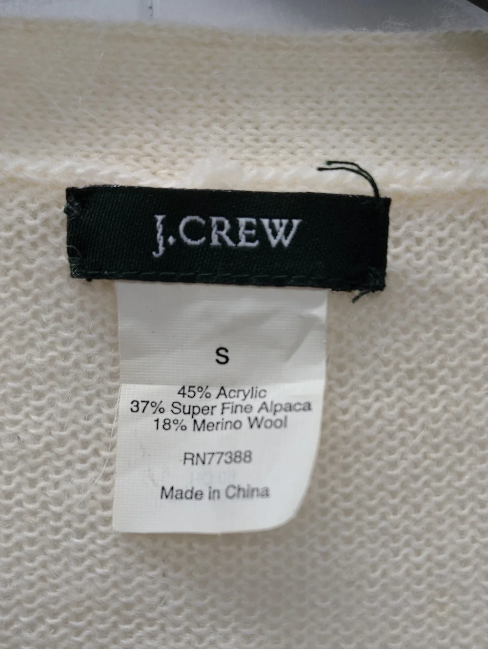 J. Crew Alpaca & Wool Two-Tone Cream & Gray V-Neck Button Front Cardigan Size S